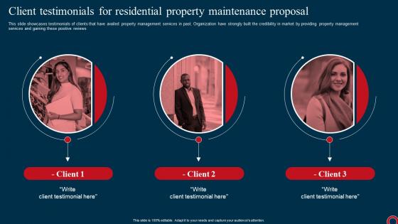 Client Testimonials For Residential Property Maintenance Proposal