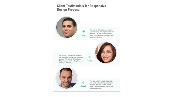 Client Testimonials For Responsive Design Proposal One Pager Sample Example Document