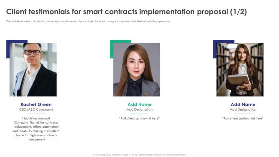 Client Testimonials For Smart Contracts Implementation Proposal