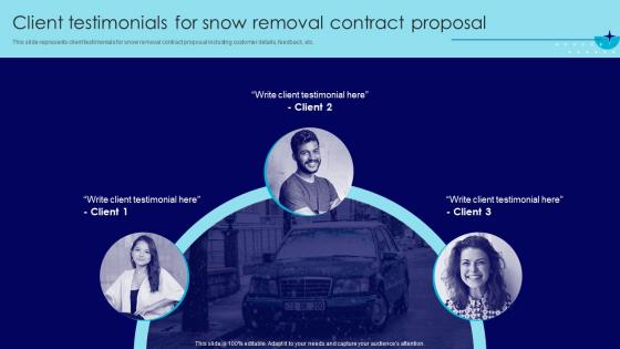 Client Testimonials For Snow Removal Snow Plowing Services Contract Proposal