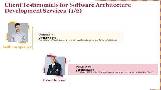 Client testimonials for software architecture development services ppt slides image
