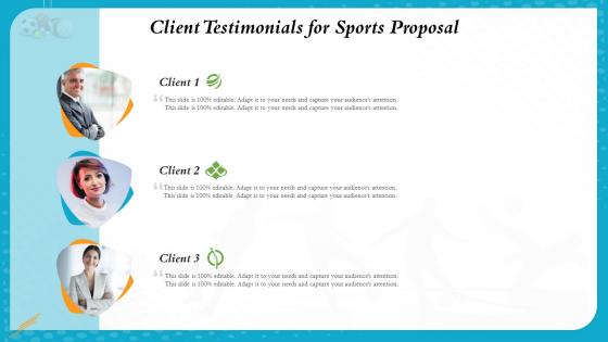 Client testimonials for sports proposal ppt slides examples