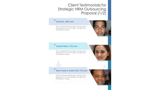 Client Testimonials For Strategic HRM Outsourcing Proposal One Pager Sample Example Document