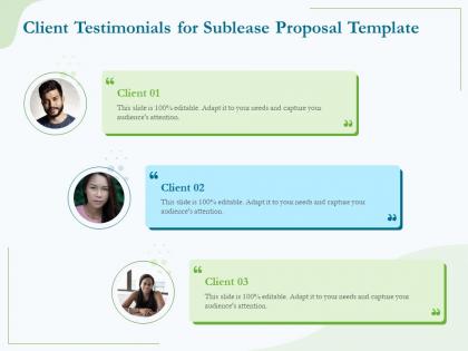 Client testimonials for sublease proposal template ppt powerpoint presentation