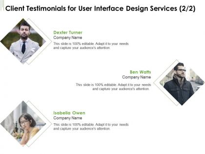 Client testimonials for user interface design services l1752 ppt powerpoint ideas slide