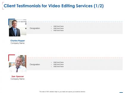 Client testimonials for video editing services l1521 ppt powerpoint presentation gallery