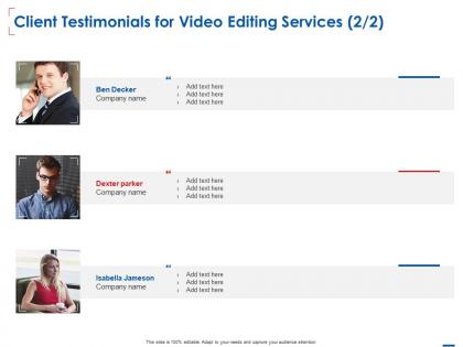 Client testimonials for video editing services l1522 ppt powerpoint presentation brochure