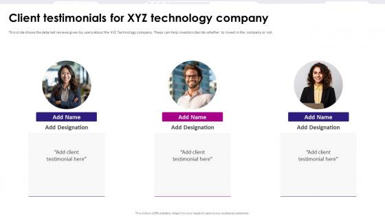 Client Testimonials For Xyz Technology Company Game Development Fundraising Pitch Deck