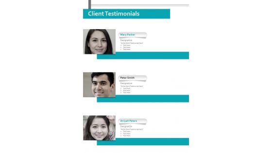 Client Testimonials Freelance Copywriting Proposal One Pager Sample Example Document