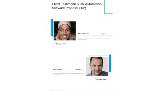 Client Testimonials HR Automation Software Proposal One Pager Sample Example Document