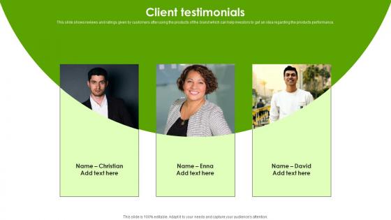 Client Testimonials Indoor Gardening Systems Developing Company Fundraising Pitch Deck