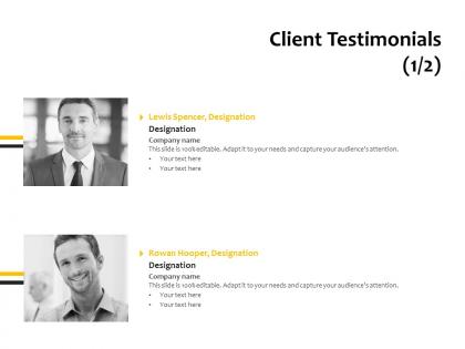 Client testimonials introduction business ppt powerpoint presentation infographics graphics download