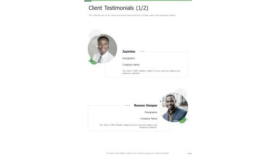 Client Testimonials IT Staffing Services Proposal One Pager Sample Example Document