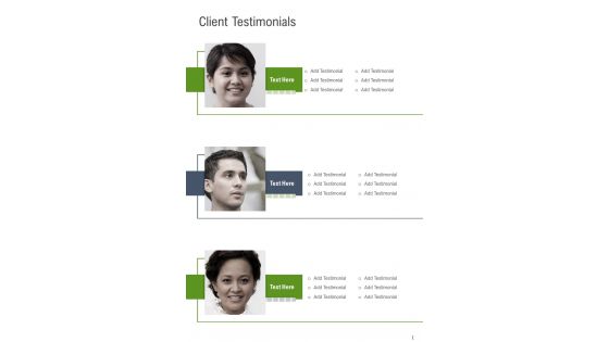 Client Testimonials Logistics Service Proposal Template One Pager Sample Example Document