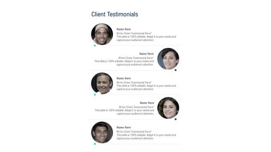 Client Testimonials New Business Proposal One Pager Sample Example Document