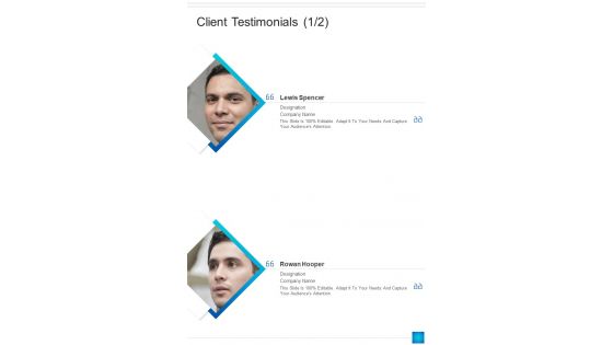 Client Testimonials Online Marketing Proposal One Pager Sample Example Document
