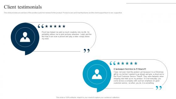 Client Testimonials Picture Printing And Scanning Firm Capital Investment Pitch Deck