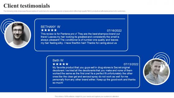 Client Testimonials Procter And Gamble Investor Funding Elevator Pitch Deck