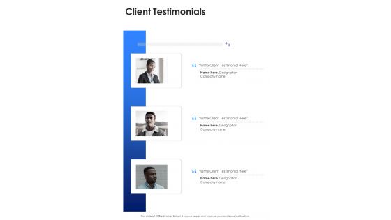 Client Testimonials Sample Business Proposal One Pager Sample Example Document