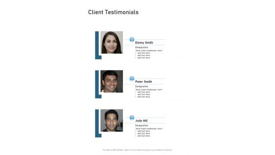 Client Testimonials Solar Power Project Proposal One Pager Sample Example Document