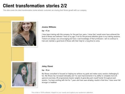 Client transformation stories progressively heavier ppt powerpoint presentation icon clipart