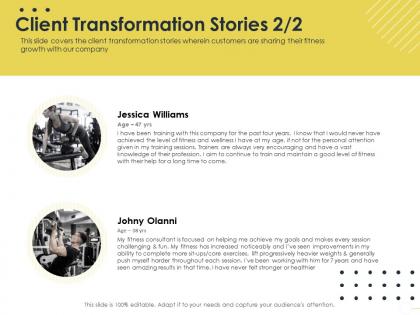 Client transformation stories train m1637 ppt powerpoint presentation model themes