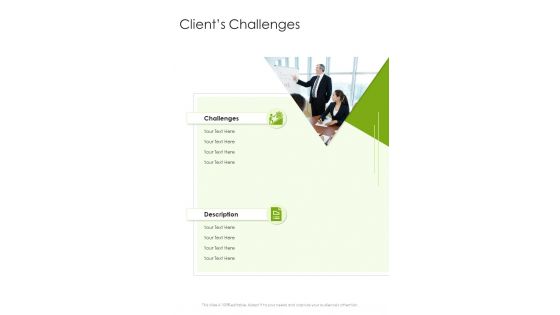 Clients Challenges SEO Proposal One Pager Sample Example Document
