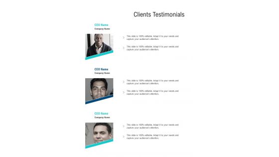 Clients Testimonials Contractor Services Proposal One Pager Sample Example Document