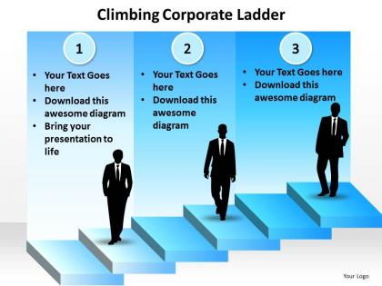 Climbing corporate ladder with silhouette of business men powerpoint diagram templates graphics 712