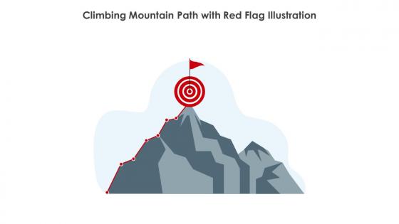 Climbing Mountain Path With Red Flag Illustration