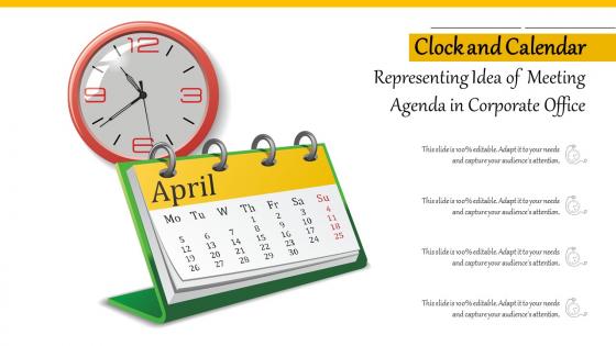Clock and calendar representing idea of meeting agenda in corporate office