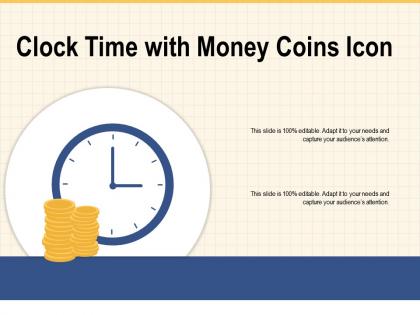 Clock time with money coins icon
