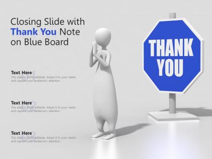Closing slide with thank you note on blue board