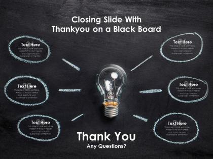 Closing slide with thankyou on a black board