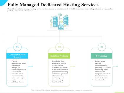 Cloud service providers fully managed dedicated hosting services database products ppt slides