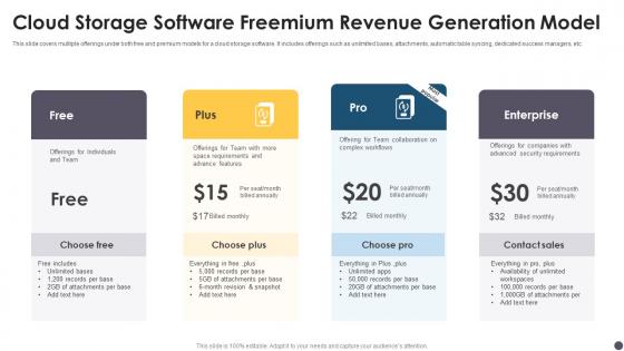 Cloud Storage Software Freemium Revenue Generation Model