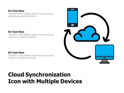 Cloud synchronization icon with multiple devices