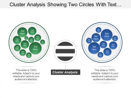 Cluster analysis showing two circles with text boxes