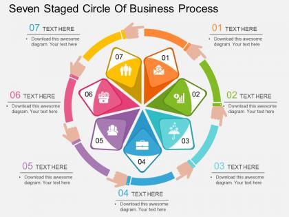 Cm seven staged circle of business process flat powerpoint design