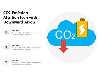 Co2 emission attrition icon with downward arrow