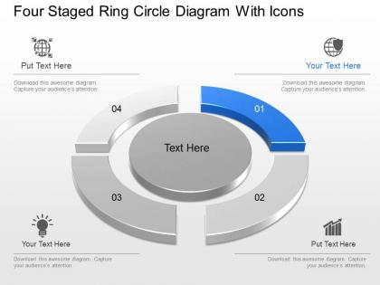 Co four staged ring circle diagram with icons powerpoint template
