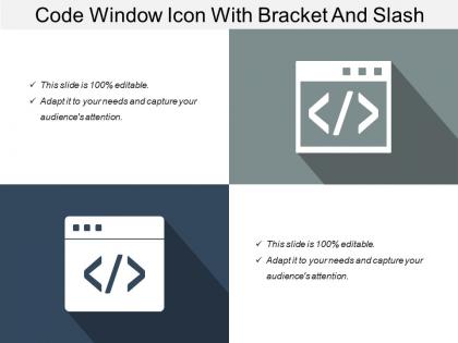 Code window icon with bracket and slash