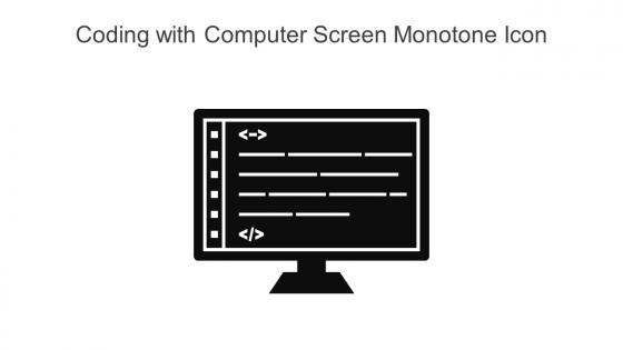 Coding With Computer Screen Monotone Icon In Powerpoint Pptx Png And Editable Eps Format