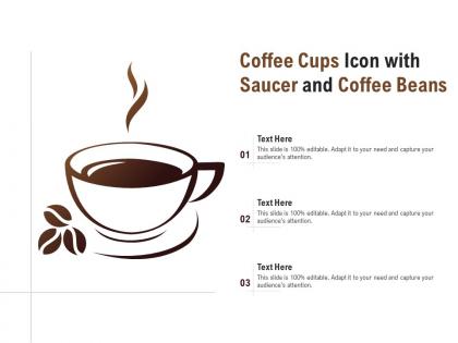 Coffee cups icon with saucer and coffee beans