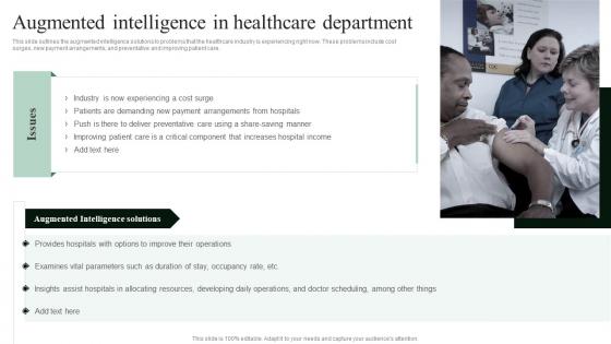 Cognitive Augmentation Augmented Intelligence In Healthcare Department