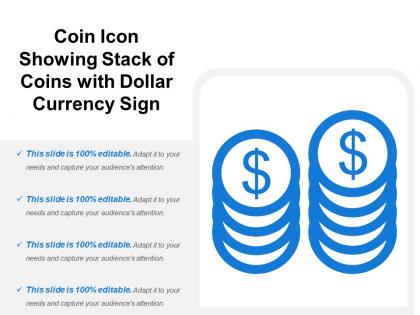 Coin icon showing stack of coins with dollar currency sign