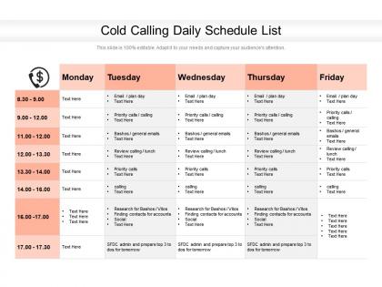 Cold calling daily schedule list