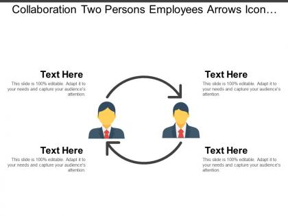 Collaboration two persons employees arrows icon ppt slide