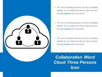 Collaboration word cloud three persons icon