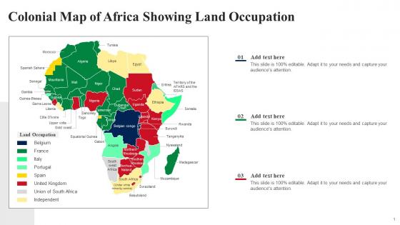 Colonial Map Of Africa Showing Land Occupation